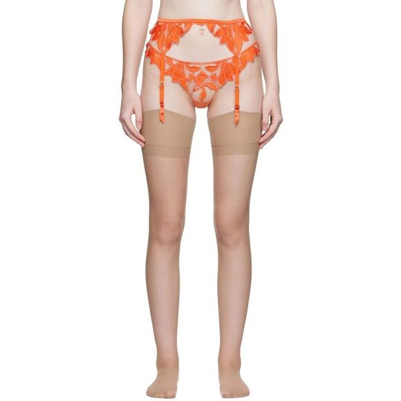 Fleur Du Mal NWT Lily Embroidered Garter Belt Clementine Size 3(Medium) - Picture 3 of 6